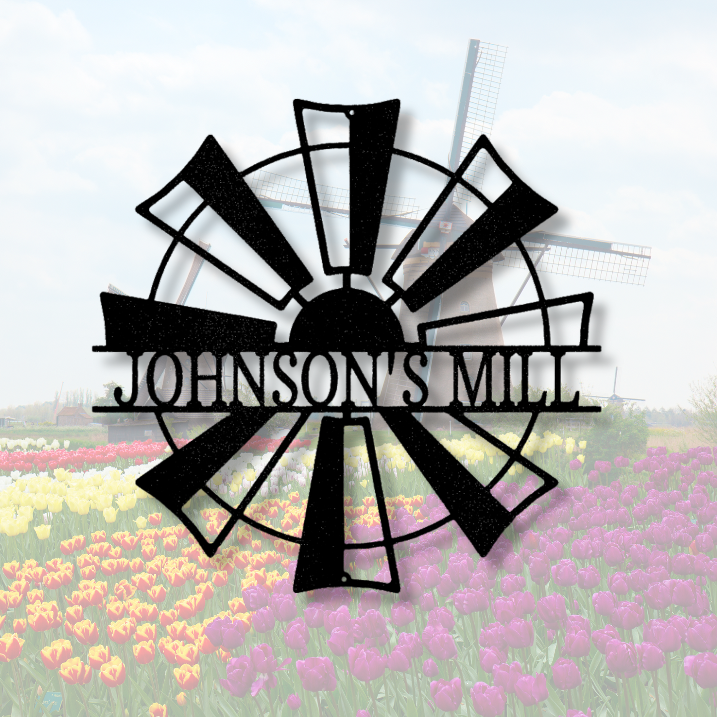 Windmill Monogram, Personalized Windmill Metal Sign, Custom Farmhouse Sign, Family Name Windmill Plaque, Garden Metal Sign, Gifts For Her