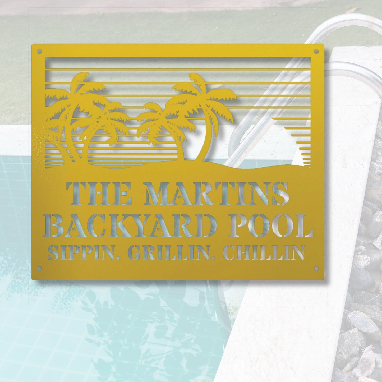 Personalized Pool Sign with Family Name, Custom Pool Decor, Backyard Sign, Outdoor Swimming Pool Gift, Poolside Wall Art Decor