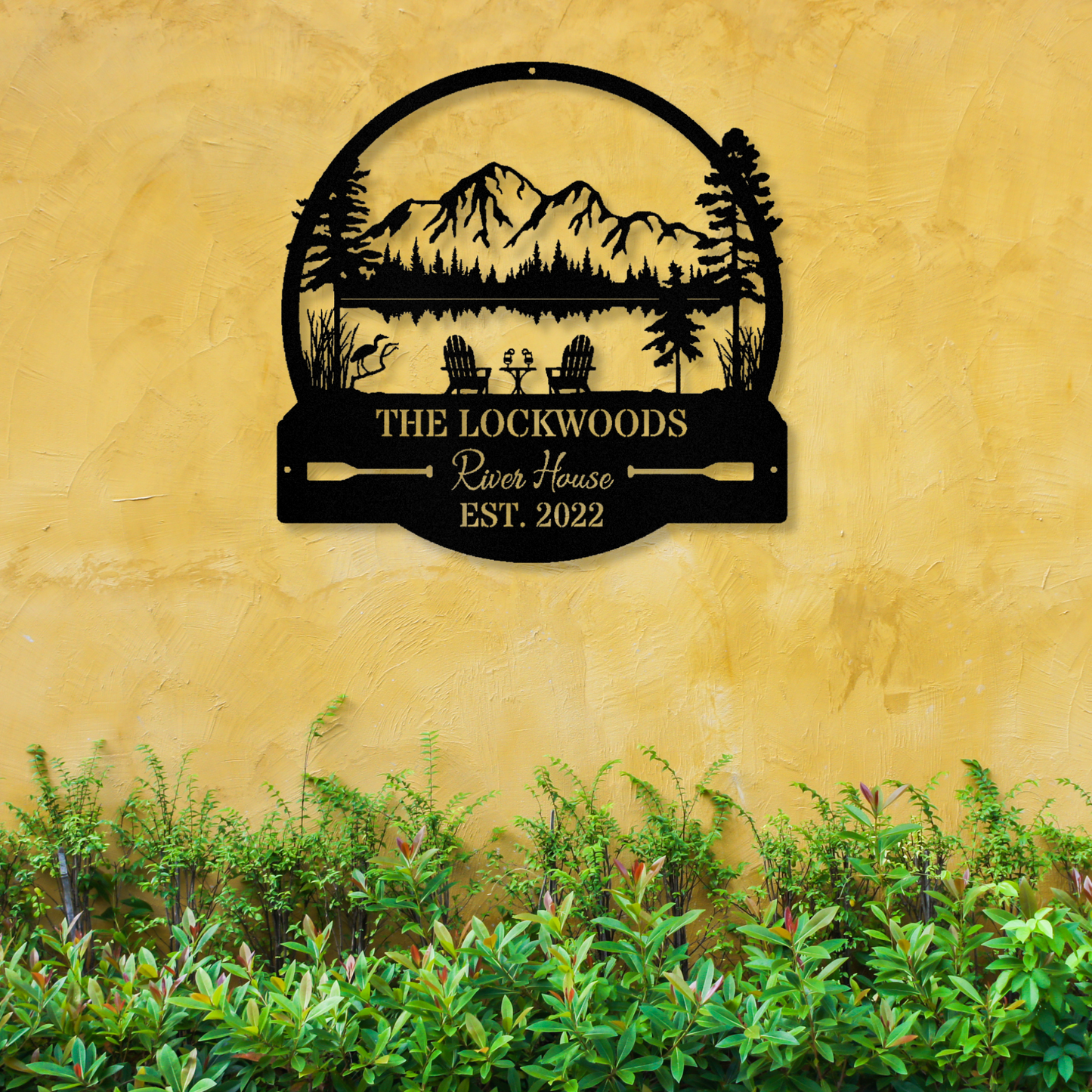 River House Cabin Wall Metal Sign, Farmhouse Metal Sign, Mountain House Sign, Family Name Sign, Pine Tree Custom Metal Sign, Grandpa Gift,