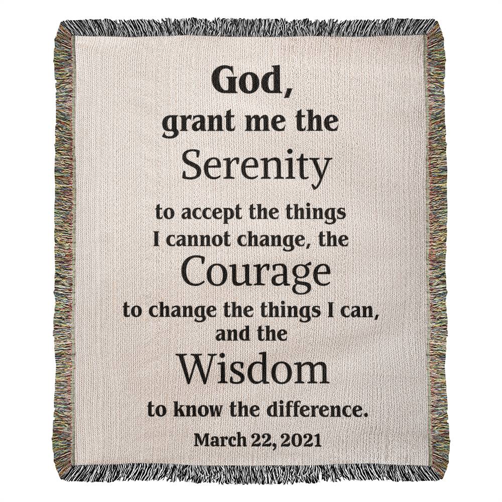 Serenity Prayer Woven Blanket, Custom Name Blanket, Cotton Throw, Personalized Woven Blanket