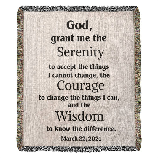 Serenity Prayer Woven Blanket, Custom Name Blanket, Cotton Throw, Personalized Woven Blanket