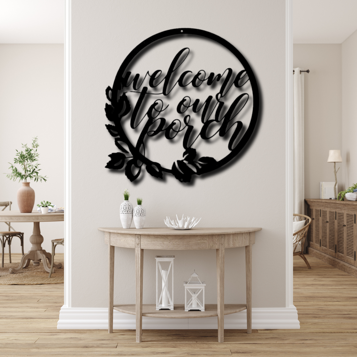 Welcome to Our Porch  Metal Steel Sign, Front Porch Wall Art Sign, Housewarming Gift For Retired Mother, Welcome Gift Art Monogram.