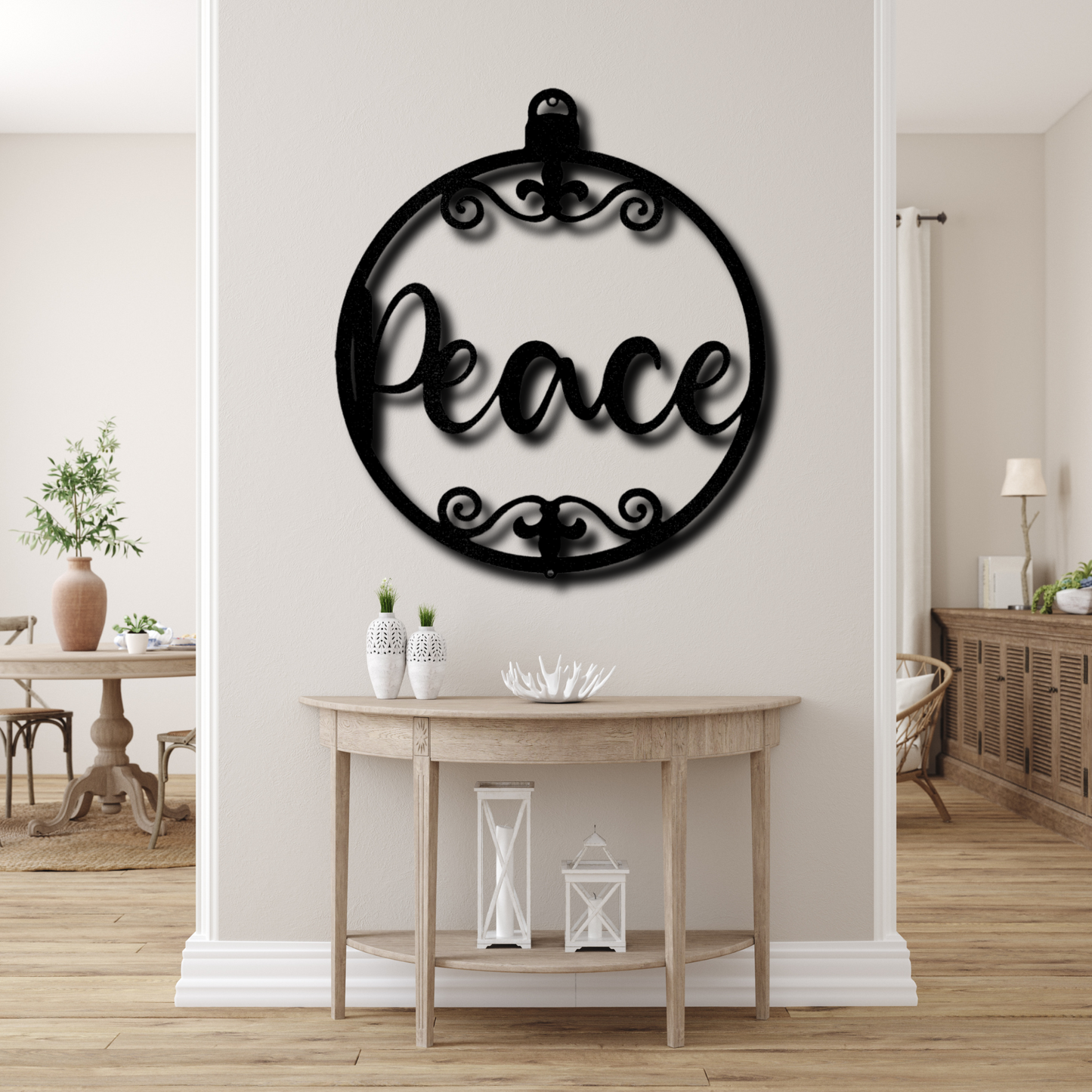 Peace Ornament  Metal Steel Sign, Peace Ornament Wall Art, Christmas Gift Wall Decor, Living Room Hanging,