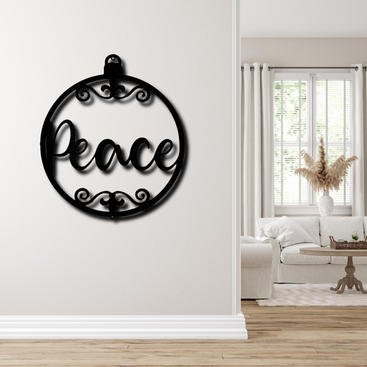 Peace Ornament  Metal Steel Sign, Peace Ornament Wall Art, Christmas Gift Wall Decor, Living Room Hanging,