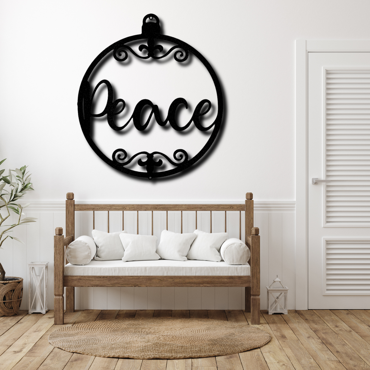 Peace Ornament  Metal Steel Sign, Peace Ornament Wall Art, Christmas Gift Wall Decor, Living Room Hanging,