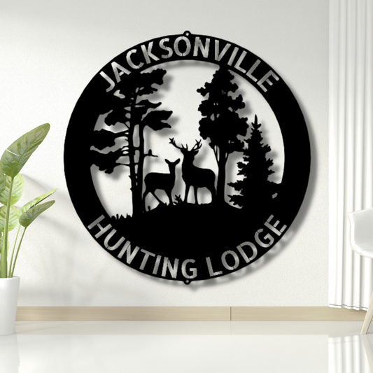 Custom Deer Scene Metal Sign, Personalized Deer In The Wild Metal Sign Gift For Hunter Dad, Hunting Resort Wall Art Decor, Cabin Wall Art Hanging.