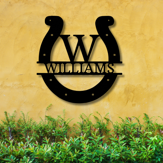 Custom Horseshoe Monogram - Metal Steel Sign