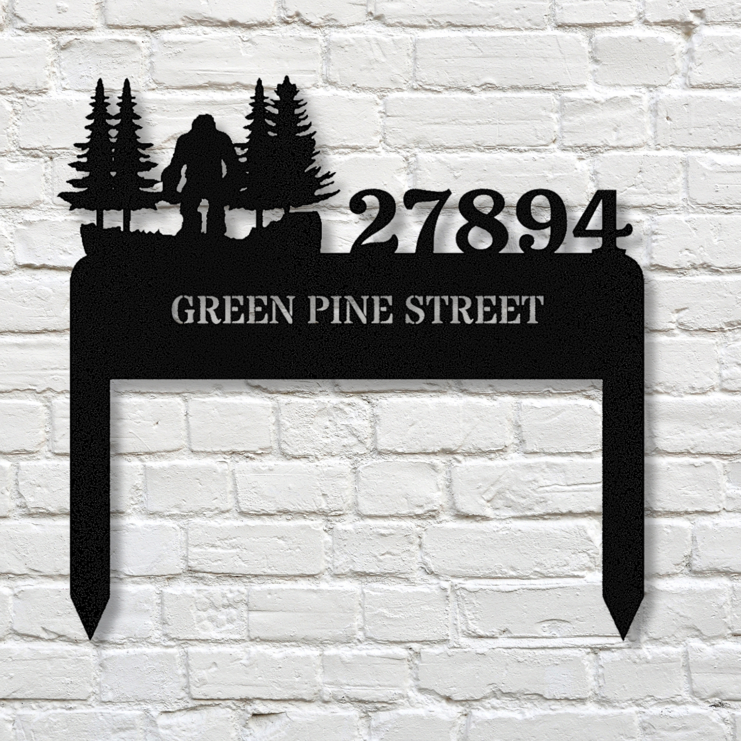 Address Sign Bigfoot Metal Sign, Metal House Number, Personalized Sign, Bigfoot Address Sign, Address Stake, Outside Home Address Sign