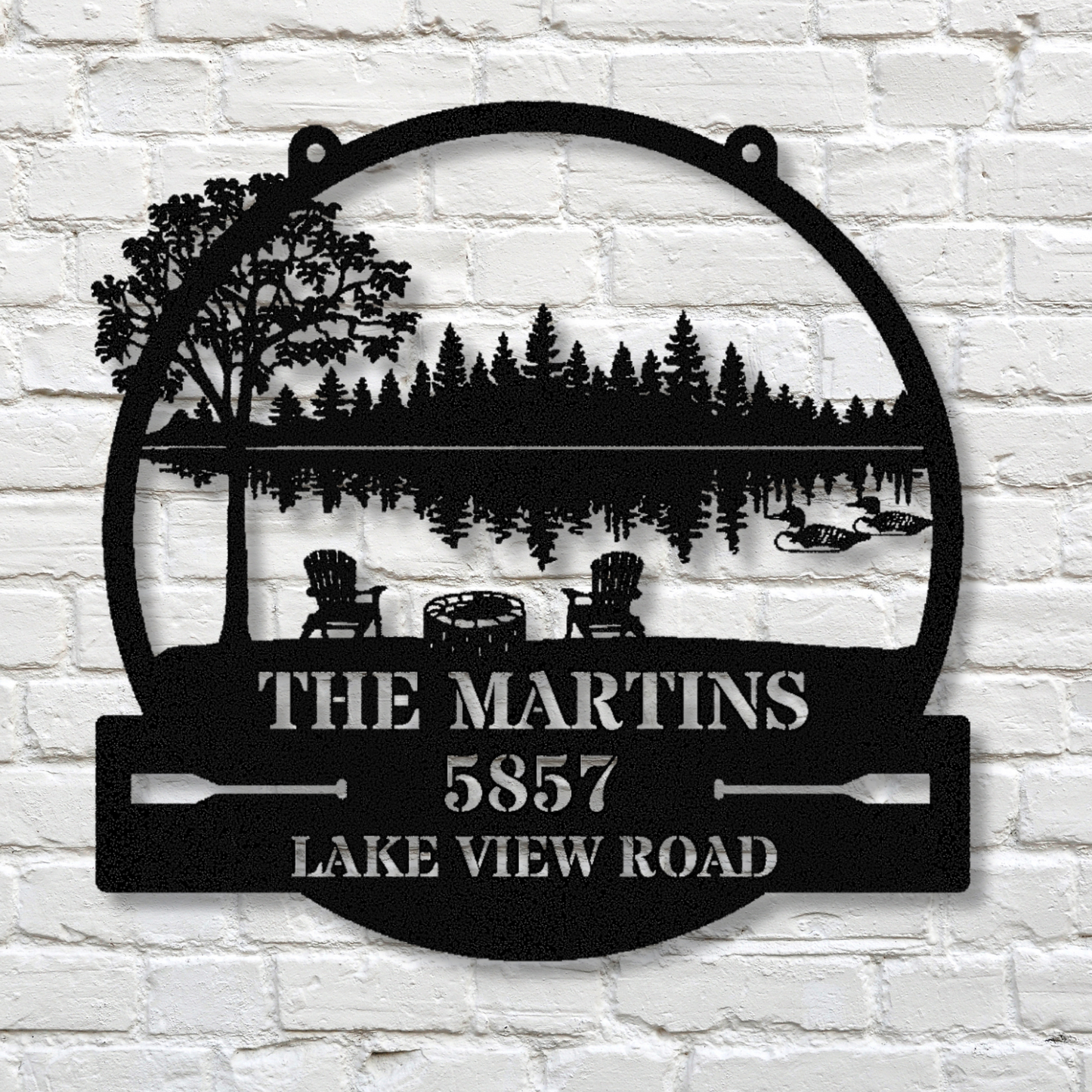 Customized Lake House Address Metal Sign, Loon Themed Sign, River House Sign, Hanging Metal Sign, Last Name Sign, Housewarming Gift