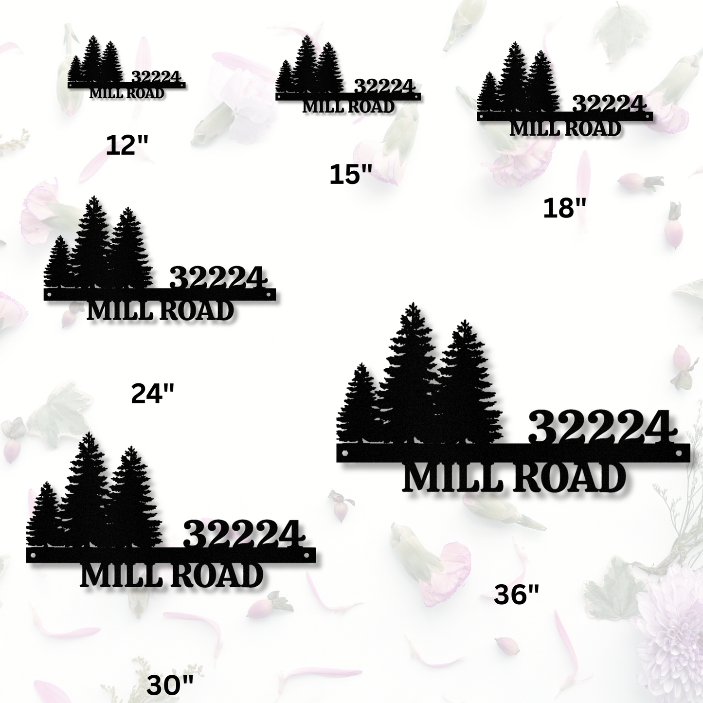 Custom Metal Address Sign, Pine Tree Decoration, Personalized Driveway Entrance Sign,Street Name Sign, Outdoor Patio Entryway Decor