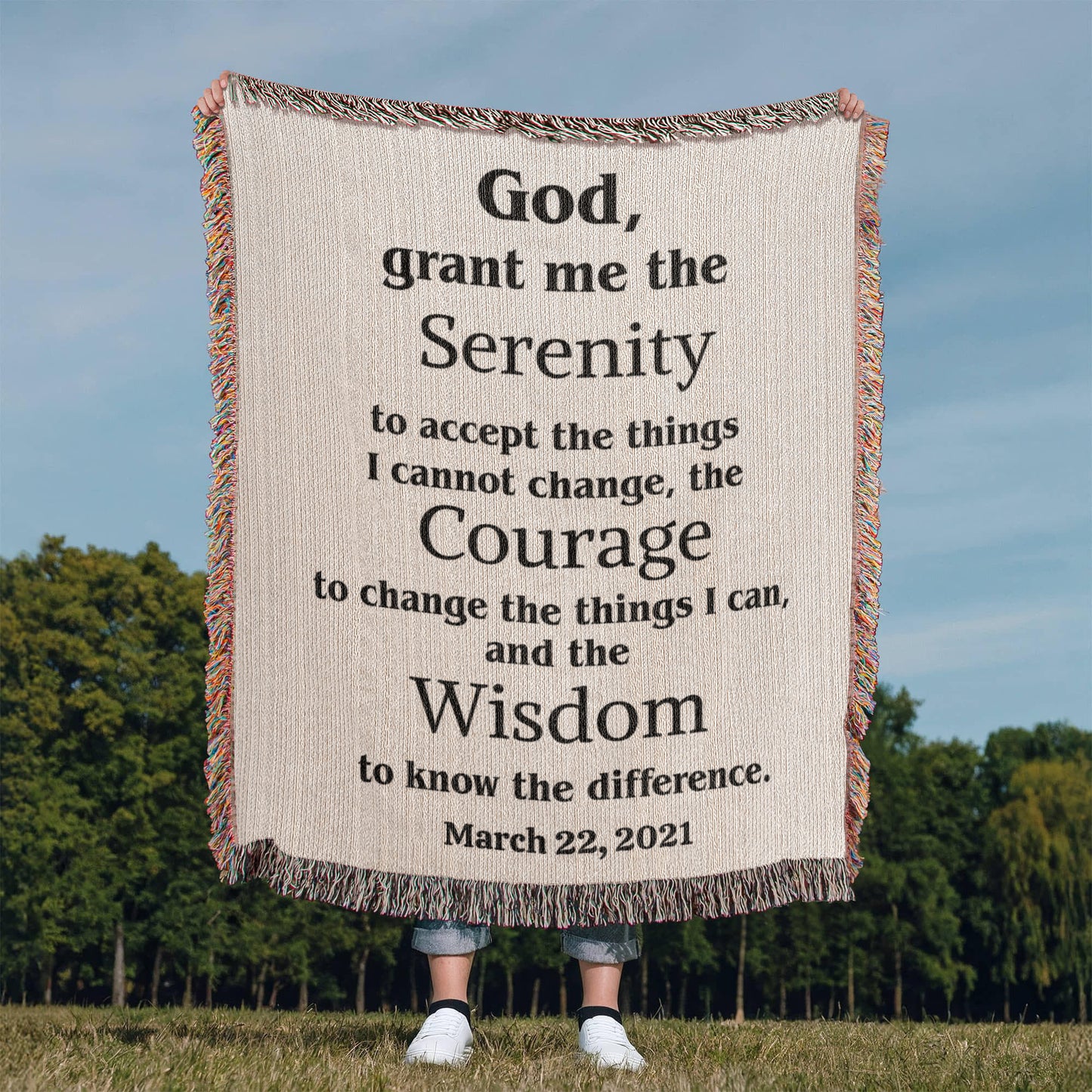 Serenity Prayer Woven Blanket, Custom Name Blanket, Cotton Throw, Personalized Woven Blanket