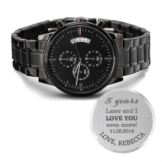 5 Years Anniversary Gift, Personalized Wedding Anniversary Watch Gift, Husband or Boyfriend Gift, Engraved Watch Gift