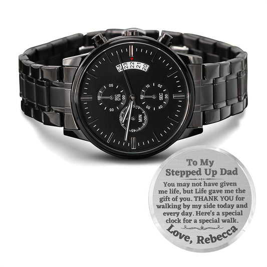 Walking down the Aisle Watch for Stepdad, Personalized Stepped Up Dad Watch, Wedding Gift from Stepdaughter, From Bride to Dad, Engraved Custom Watch