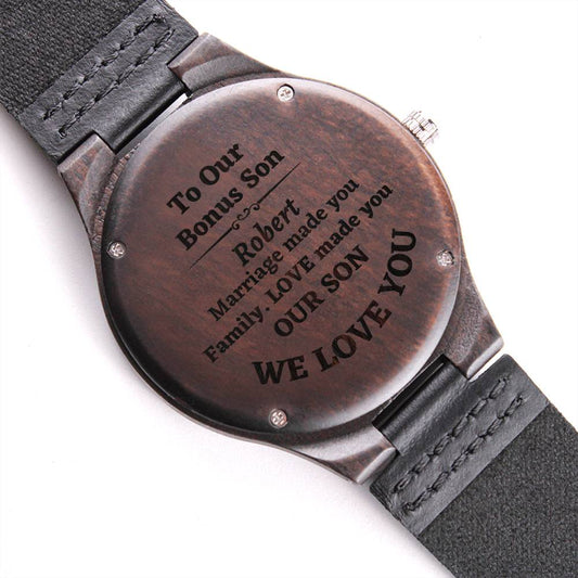 Custom Bonus Son Wooden Watch, Son In Law Wedding Gift, Personalized Wedding Watch