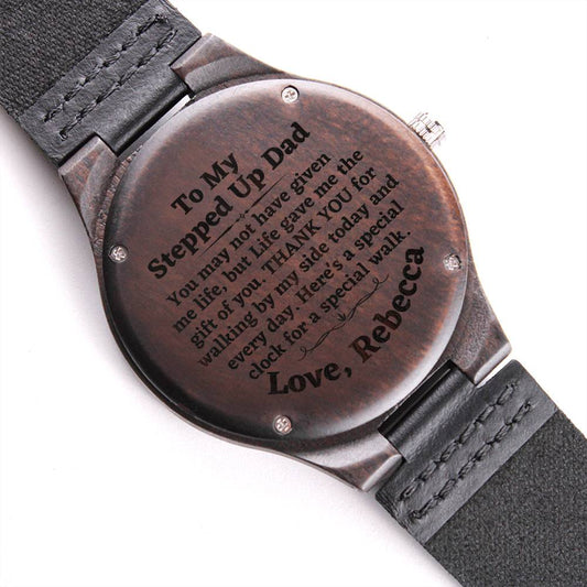 Walking down the Aisle Watch for Stepdad, Personalized Stepped Up Dad Wooden Watch, Wedding Gift from Stepdaughter, From Bride to Dad, Engraved Wooden Watch