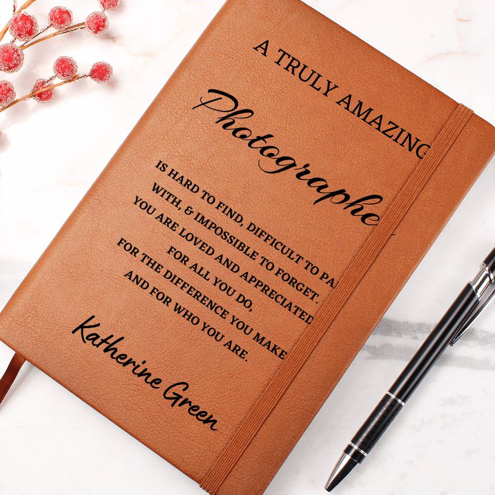 Personalized Photographer  Journal, Difference Maker Journal, Custom Name Leather Journal, Gift for a Photographer, Appreciation Gift, Birthday Gift