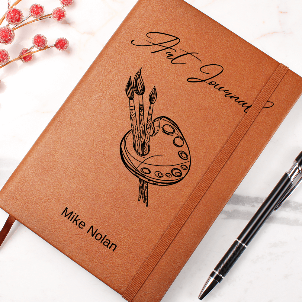 Personalized Landscape Sketches, Custom  Leather Journal For Artists, Vegan Notebook Gift, Unique Leather Art Book