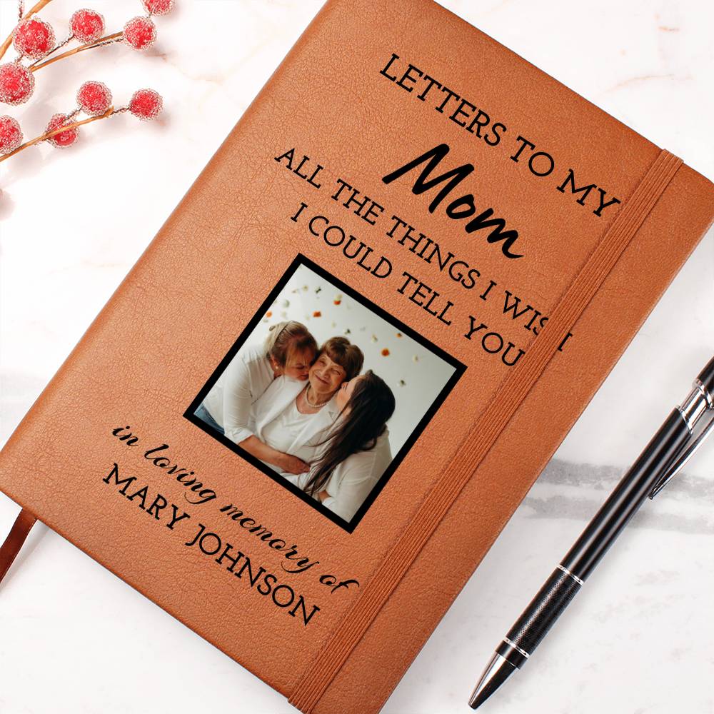 Mom Remembrance Photo Leather Journal, Mother In Heaven Gift, Loss of Mom Photo Memorial Journal, Sympathy Gift, Grief Journal Letters