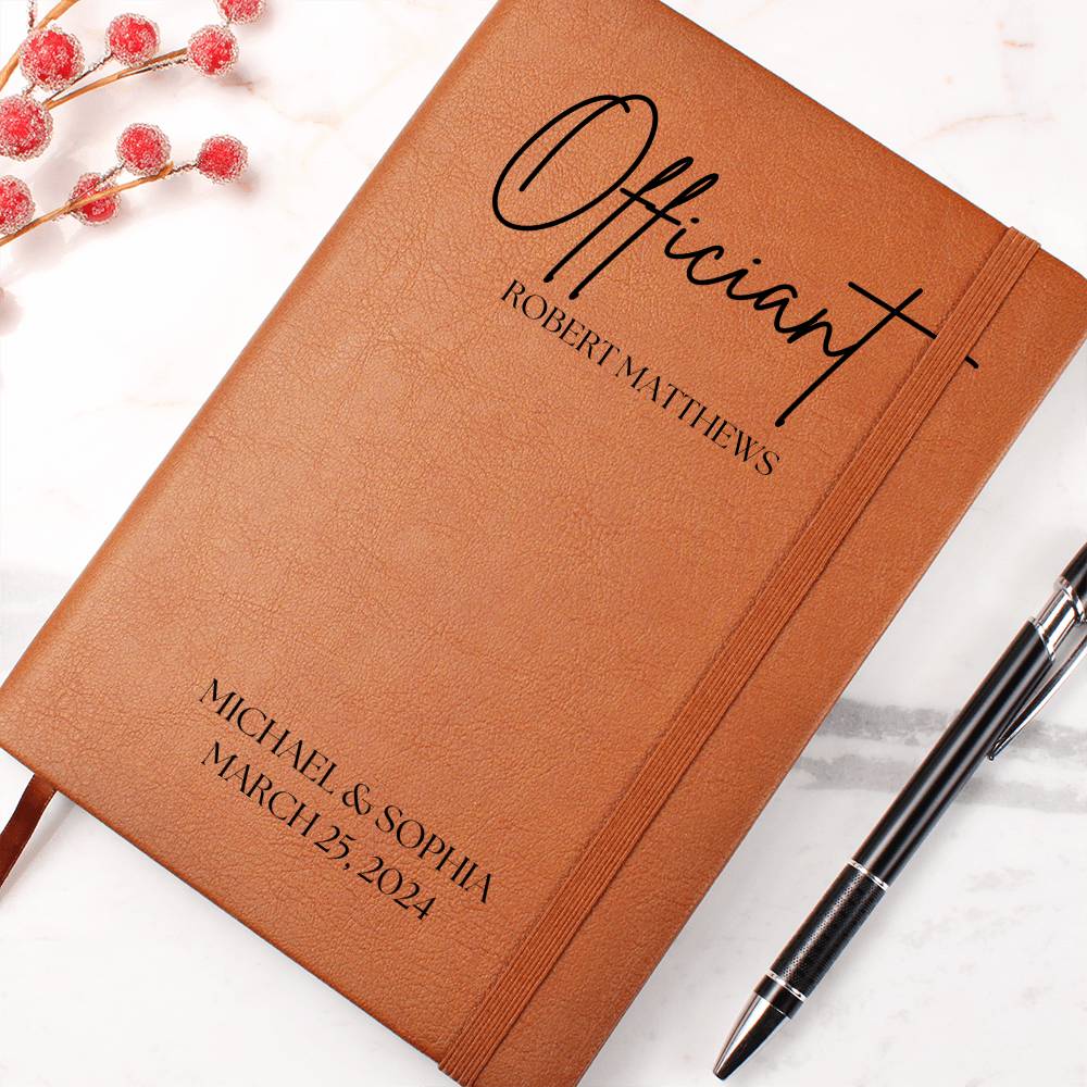 Wedding Officiant Personalized Leather Journal, Custom Pastor Gift Notebook, Custom Officiant Journal, Officiant Gift for Men or Women