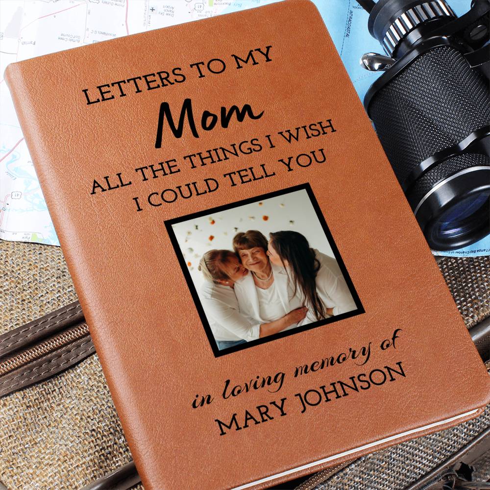 Mom Remembrance Photo Leather Journal, Mother In Heaven Gift, Loss of Mom Photo Memorial Journal, Sympathy Gift, Grief Journal Letters