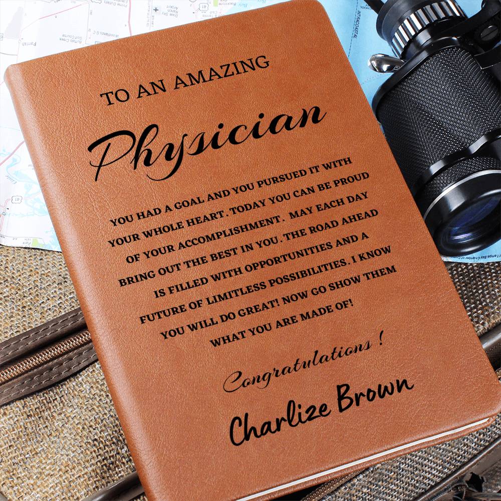 To A New Physician Journal, Custom Leather Journal, New Physician Graduation Gift, Personalized Name Journal, New Physician Appreciation Gift, New Job Gift