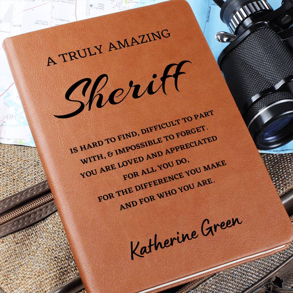 Personalized Sheriff  Journal, Difference Maker Journal, Custom Name Leather Journal, Gift for a Sheriff, Appreciation Gift, Birthday Gift