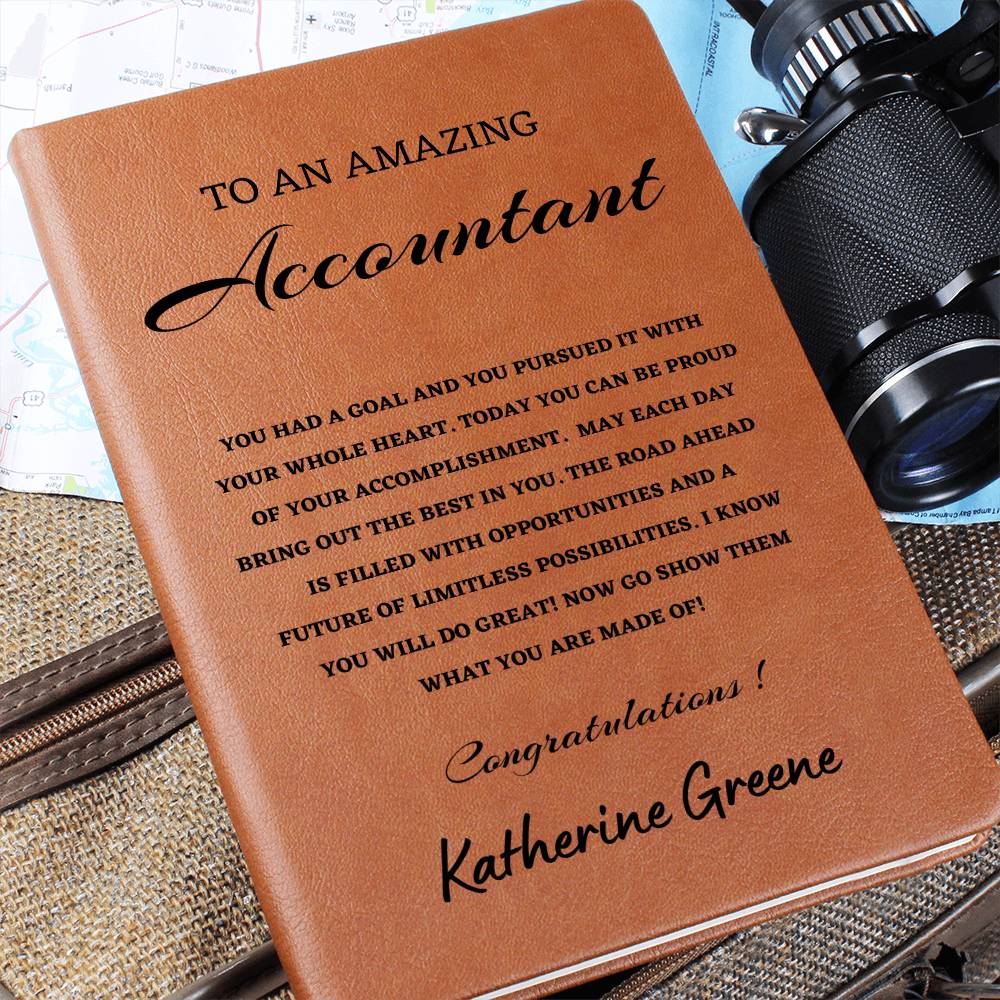 To A New Accountant Journal, Custom Leather Journal, Accountant Graduation Gift, Personalized Name Journal, New Accountant Appreciation Gift, New Job Gift