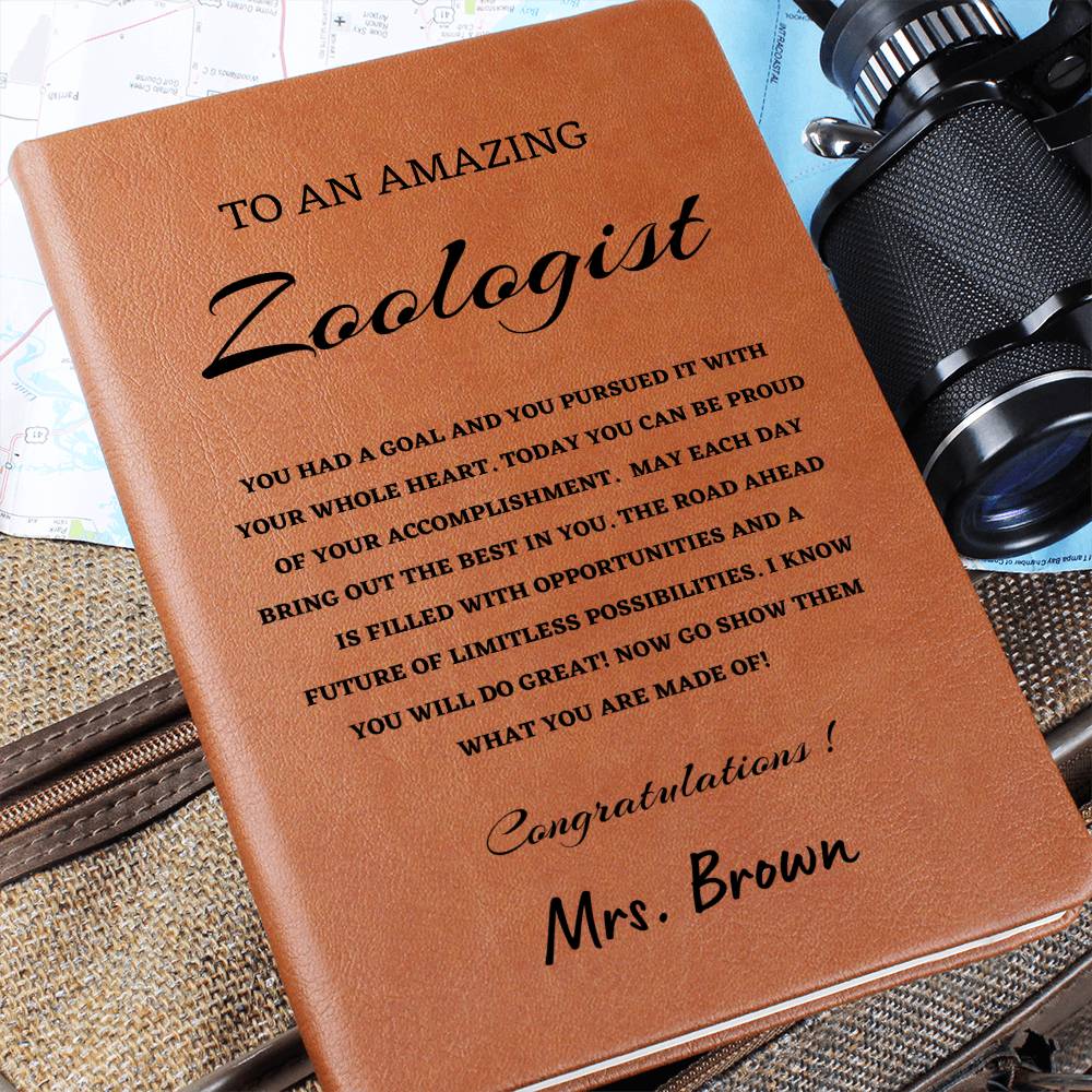 To A  Zoologist Journal, Custom Leather Journal, Zoologist Graduation Gift, Personalized Name Journal, Zoologist Appreciation Gift, New Job Gift