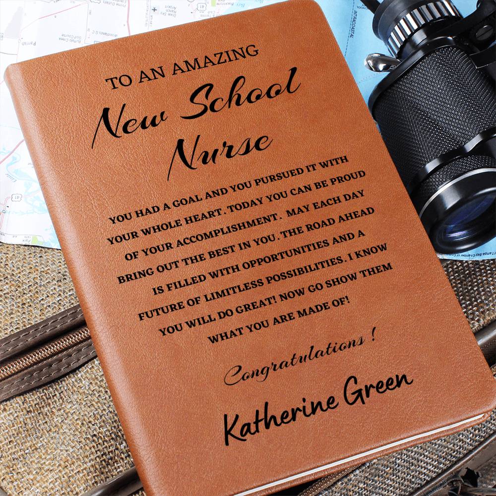To A New School Nurse Journal, Custom Leather Journal, Nurse Graduation Gift, Personalized Name Journal, New School Nurse Appreciation Gift, New Job Gift