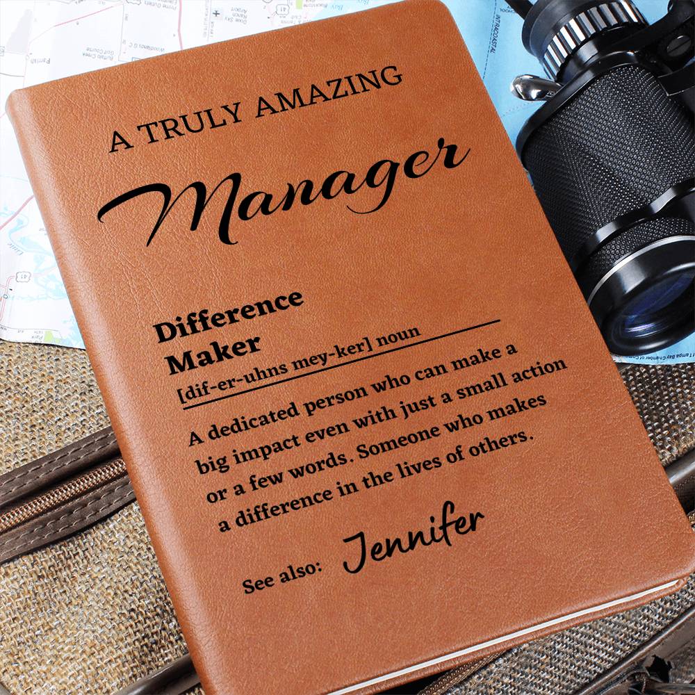 Difference Maker Journal, Unique Manager Gift, Personalized Colleague Friend Mentor Appreciation Gift, Custom Name Leather Journal