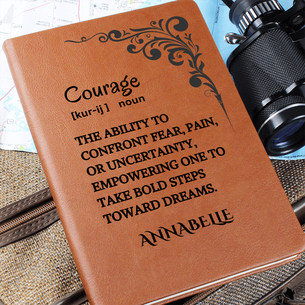 Courage Journal Personalized Vegan Leather, Motivational & Positive Gift For Mentor, Coworker, Thank You & Inspirational Present