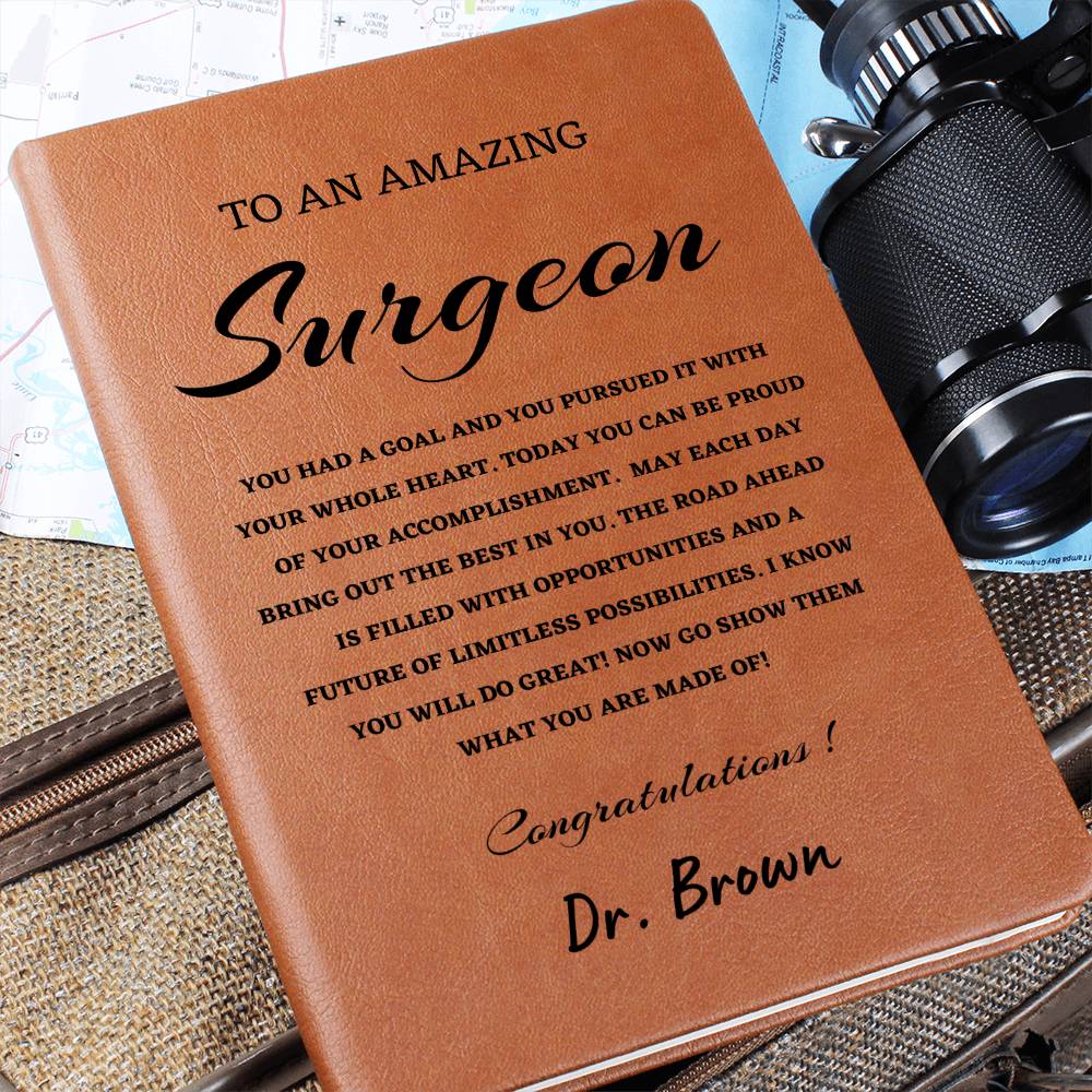 To A New Surgeon Journal, Custom Leather Journal, Surgeon Graduation Gift, Personalized Name Journal, New Surgeon Appreciation Gift, New Job Gift