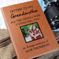 Grandmother Remembrance Photo Leather Journal, Grandma In Heaven Gift, Loss of Grandmother Photo Memorial Journal, Sympathy Gift, Grief Journal Letters