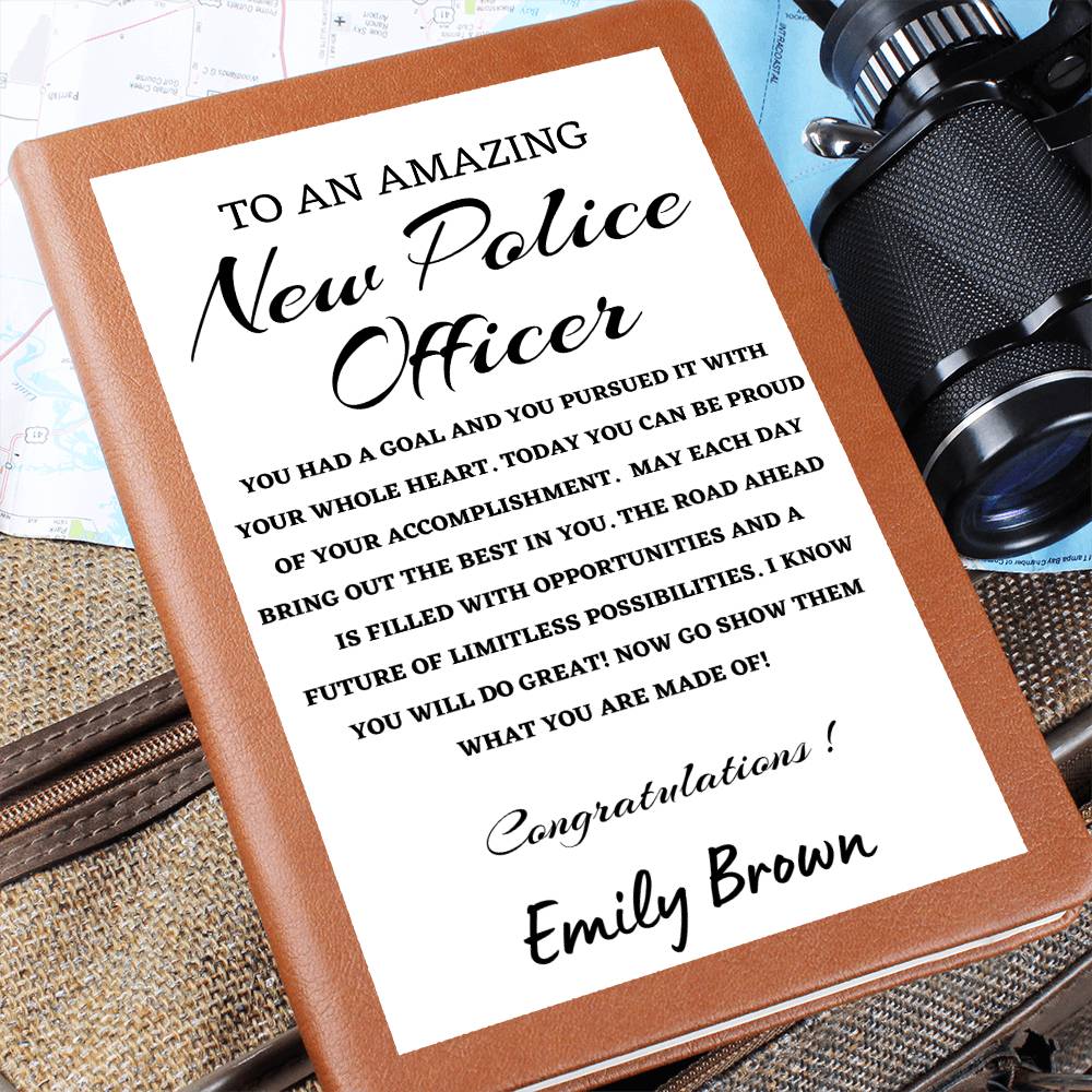 To A New Police Officer Journal, Custom Leather Journal, Police Officer Graduation Gift, Personalized Name Journal, New Police Officer Appreciation Gift, New Job Gift