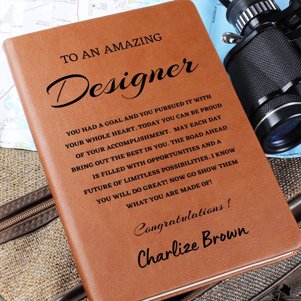 To A New Designer Journal, Custom Leather Journal, Designer Graduation Gift, Personalized Name Journal, New Designer Appreciation Gift, New Job Gift