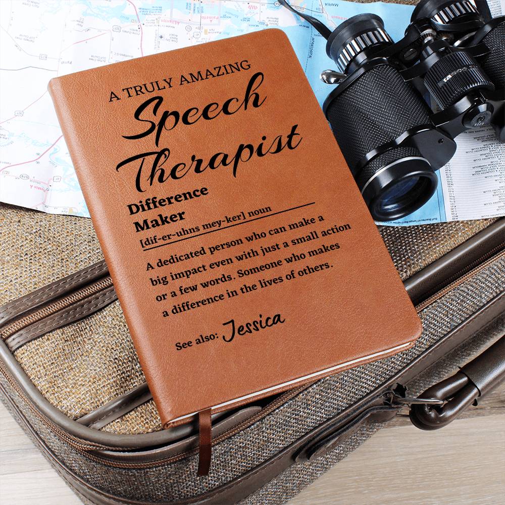 Difference Maker Journal, Speech Therapist Gift, Personalized Colleague Friend Mentor Appreciation Gift, Custom Name Leather Journal.