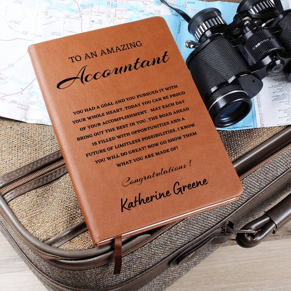 To A New Accountant Journal, Custom Leather Journal, Accountant Graduation Gift, Personalized Name Journal, New Accountant Appreciation Gift, New Job Gift