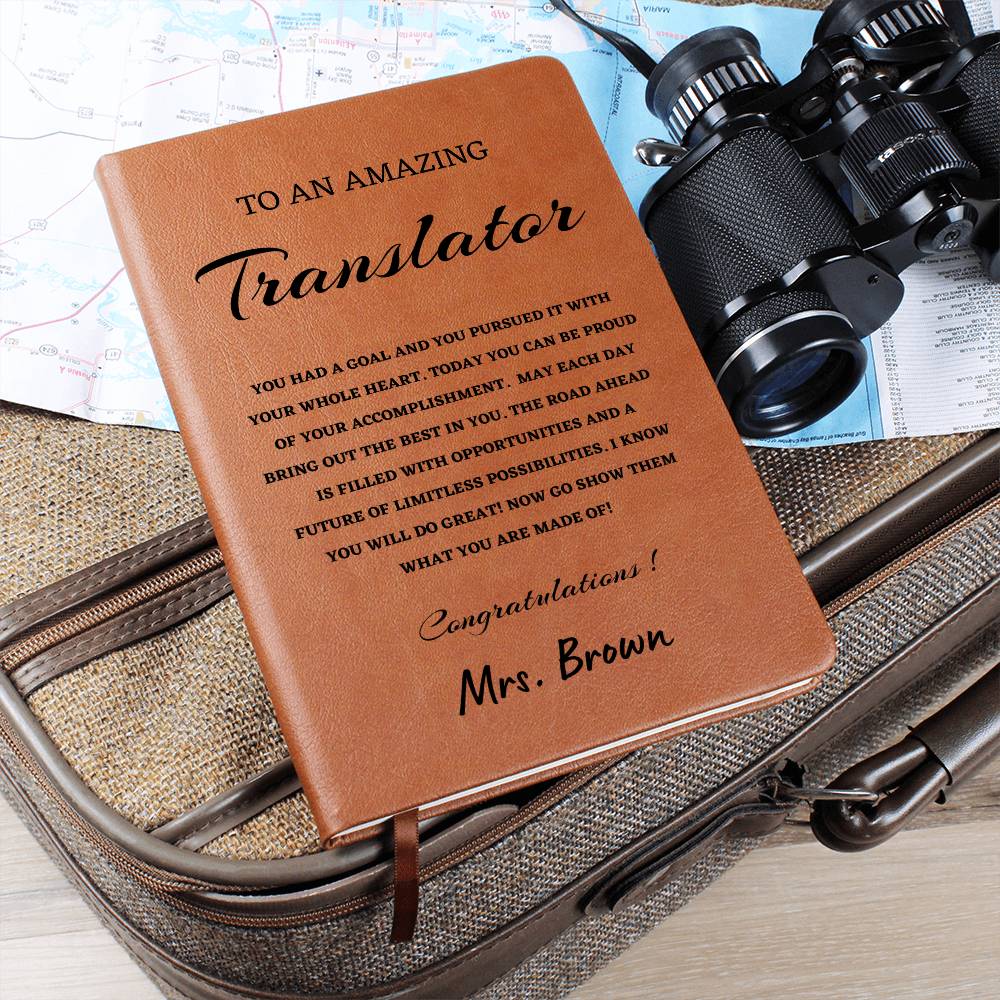 To A Translator Journal, Custom Leather Journal, Translator Graduation Gift, Personalized Name Journal, Translator Appreciation Gift, New Job Gift