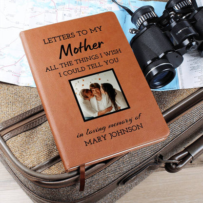 Mother Remembrance Photo Leather Journal, Mom In Heaven Gift, Loss of Mother Photo Memorial Journal, Sympathy Gift, Grief Journal Letters