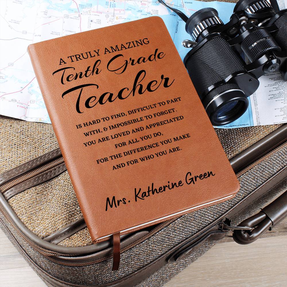 Personalized Tenth Grade Teacher Journal, Difference Maker Journal, Custom Name Leather Journal, Gift for a Tenth Grade Teacher, Appreciation Gift, Birthday Gift.