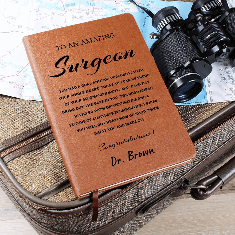 To A New Surgeon Journal, Custom Leather Journal, Surgeon Graduation Gift, Personalized Name Journal, New Surgeon Appreciation Gift, New Job Gift