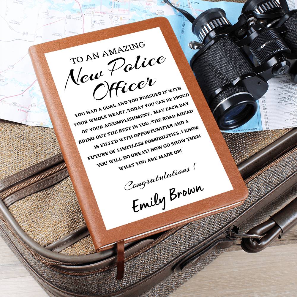 To A New Police Officer Journal, Custom Leather Journal, Police Officer Graduation Gift, Personalized Name Journal, New Police Officer Appreciation Gift, New Job Gift