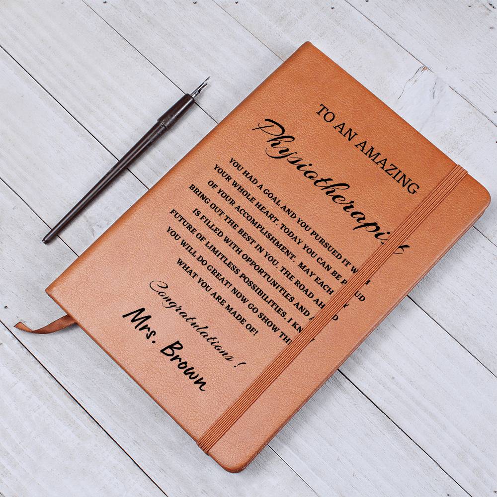 To A  Physiotherapist Journal, Custom Leather Journal, Physiotherapist Graduation Gift, Personalized Name Journal, Physiotherapist Appreciation Gift, New Job Gift