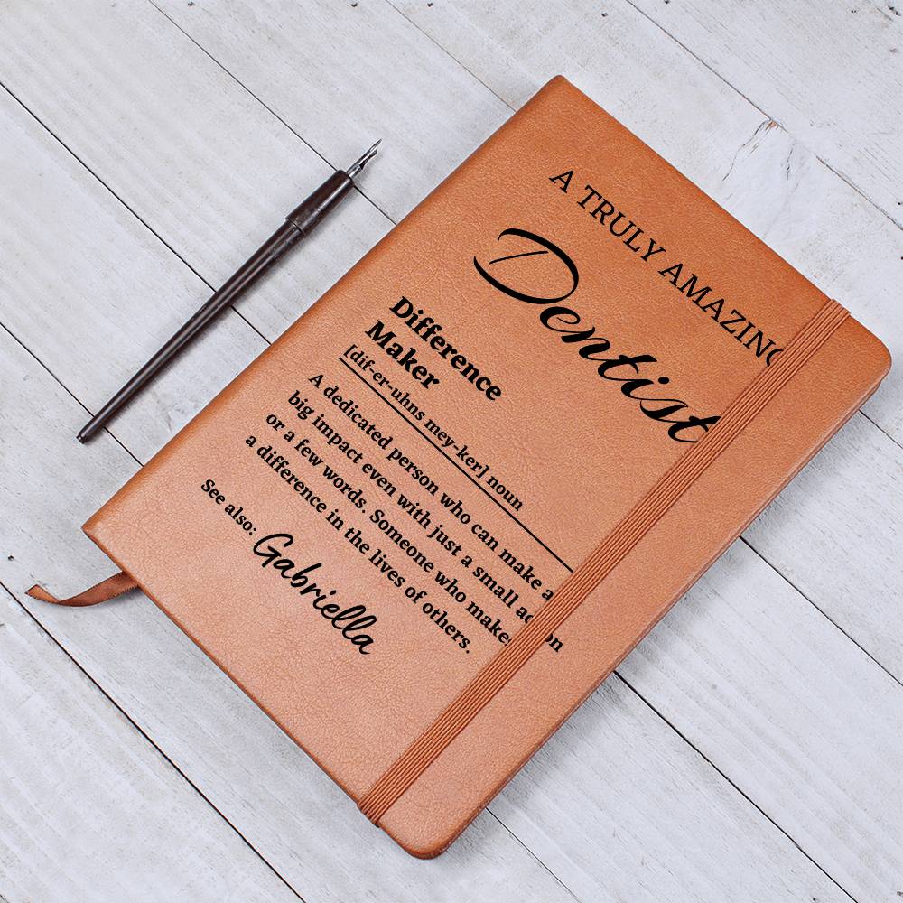 Difference Maker Journal, Unique Dentist Gift, Personalized Colleague Friend Mentor Appreciation Gift, Custom Name Leather Journal