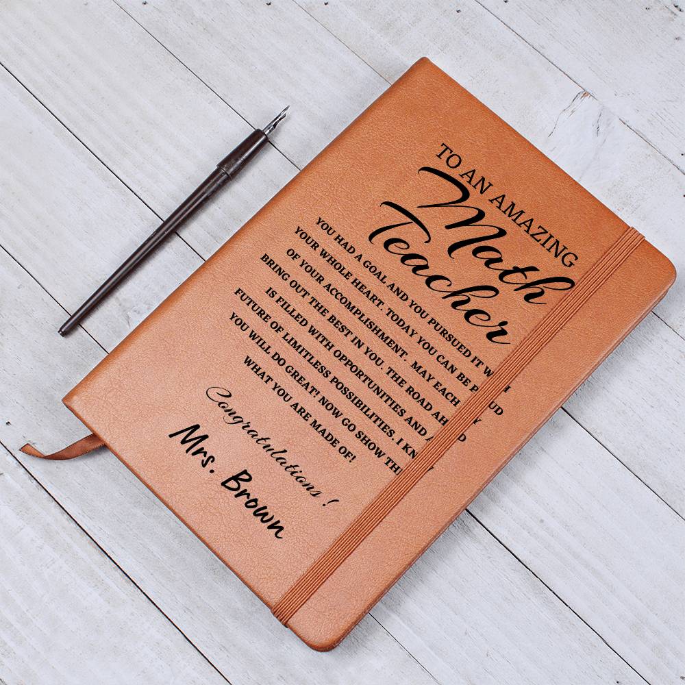 To A New Math Teacher Journal, Custom Leather Journal, Math Teacher  Graduation Gift, Personalized Name Journal, New Math Teacher Appreciation Gift, New Job Gift