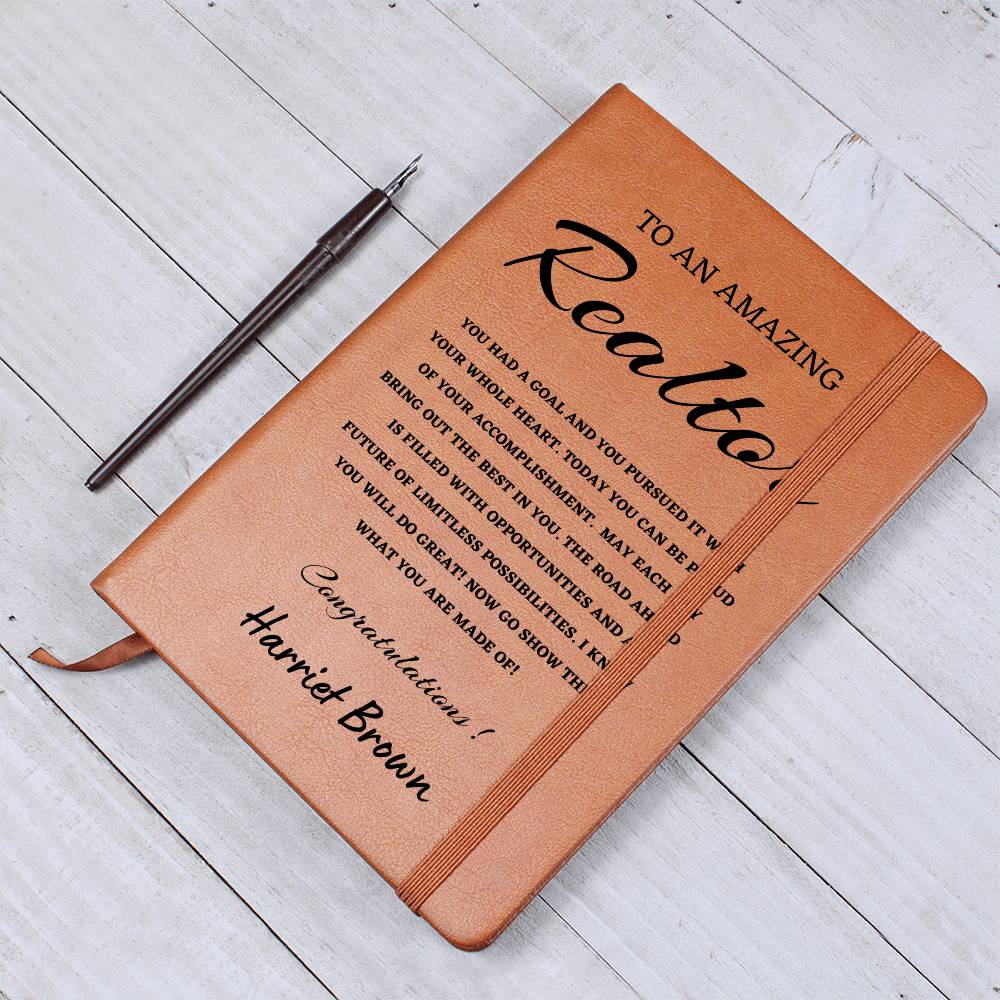 To A New Realtor Journal, Custom Leather Journal, Realtor Graduation Gift, Personalized Name Journal, New Realtor Appreciation Gift, New Job Gift