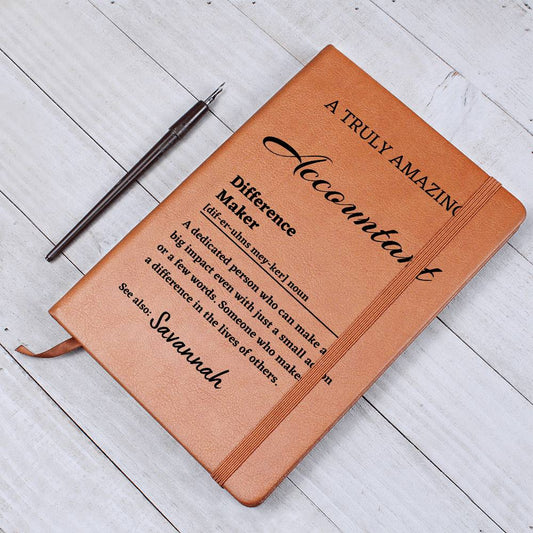 Difference Maker Journal, Unique Accountant Gift, Personalized Colleague Friend Mentor Appreciation Gift, Custom Name Leather Journal