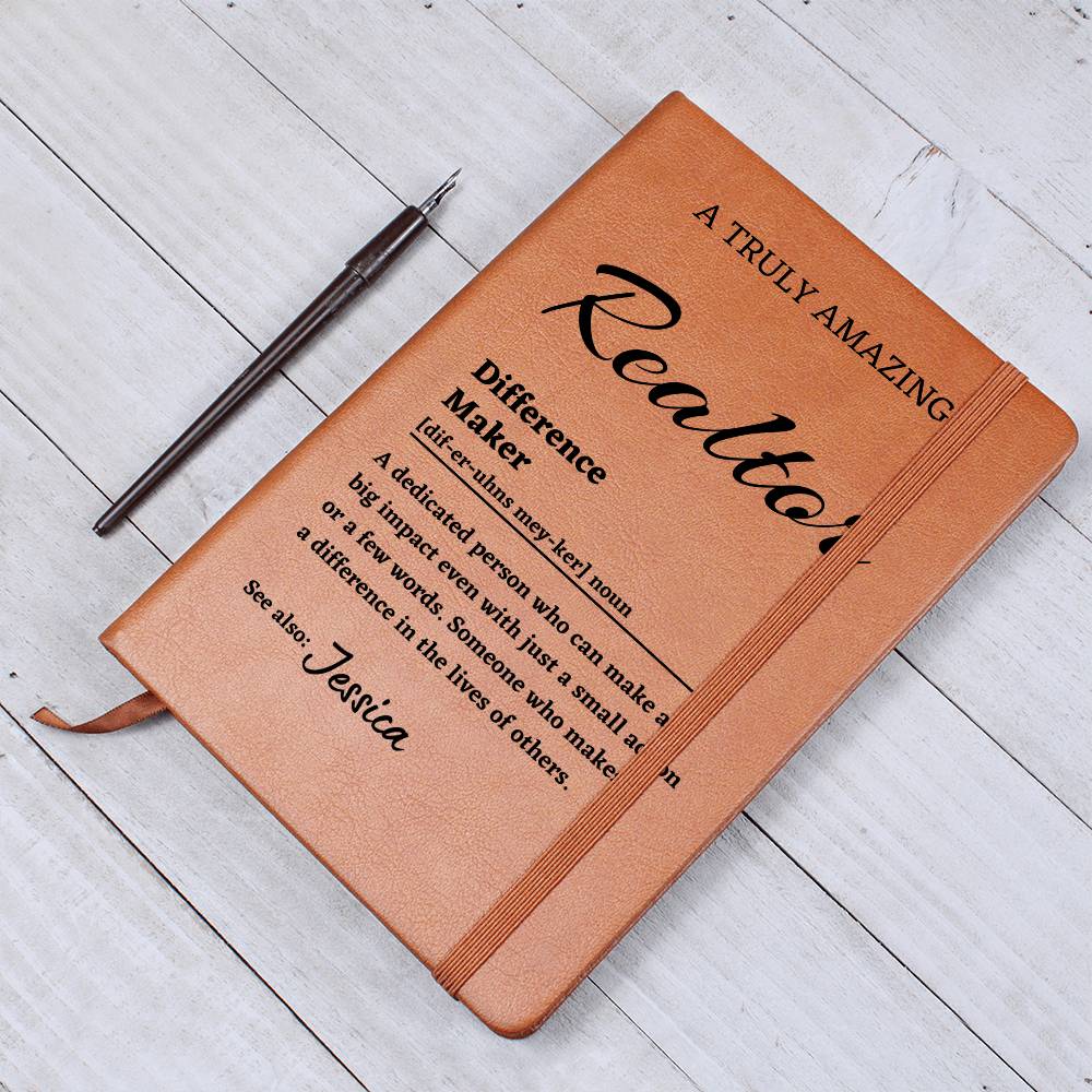 Difference Maker Journal, Realtor Gift, Personalized Colleague Friend Mentor Appreciation Gift, Custom Name Leather Journal