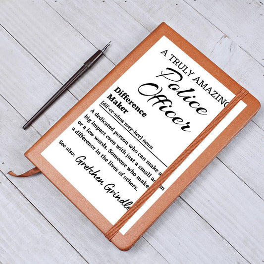 Difference Maker Journal, Police Officer Gift, Personalized Police Officer Appreciation Gift, Custom Name Leather Journal