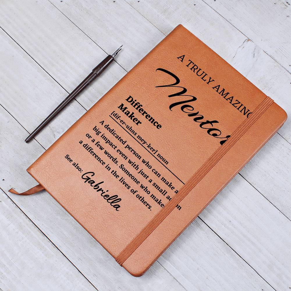 Difference Maker Journal, Unique Mentor Gift, Personalized Colleague Friend Mentor Appreciation Gift, Custom Name Leather Journal